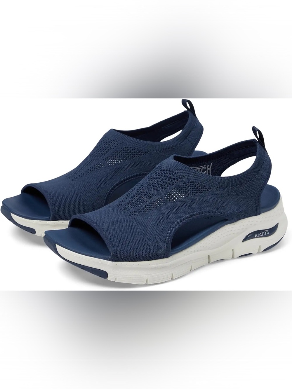 Sketchers Arch Fit City Catch Women's Navy Knit Open-Toe Comfort Sandals 9